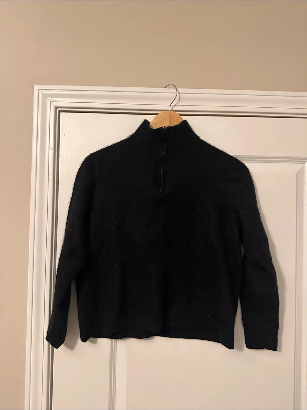 Allen Solly Kids Black Zip-Neck Sweater with Gray Contrast Collar
